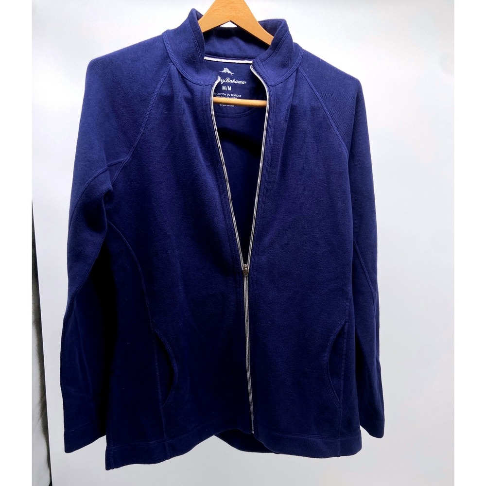 Tommy Bahama Women's Navy Blue Full Zip Pineapple Logo Size M
